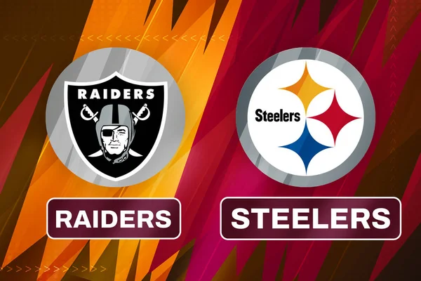 stock image Raiders Vs Steelers sports editorial concept, match fixture design background