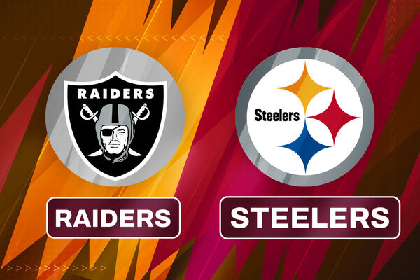 Спортивная редакционная концепция Raiders Vs Steelers, спичечный дизайн