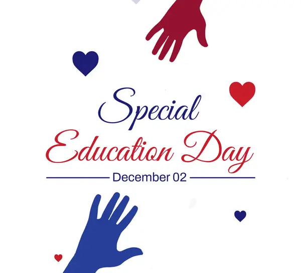 December 2 is Special Education day, wallpaper design with colorful shapes and typography.