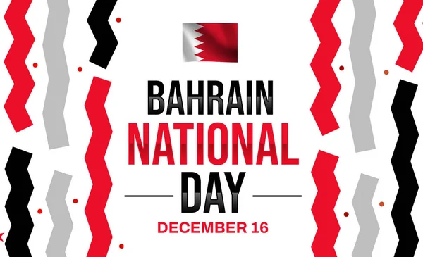 Bahrain National Day wallpaper with waving flag and patriotic color shapes. December 16 is celebrated as national day in Bahrain, wallpaper