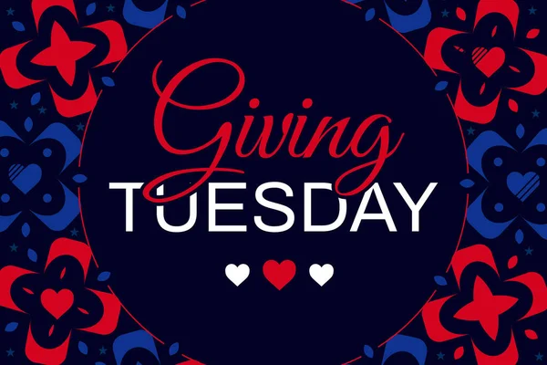 Giving Tuesday event wallpaper design in blue and red color with typography in the center