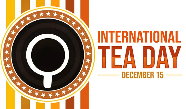 International Tea Day backdrop with cup top view and typography on the side.