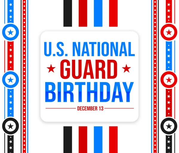 US National Guard Birthday wallpaper design with colorful shapes and typography. United States patriotic concpet background