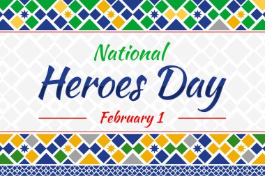 Renkli tipografi ve şekillerle Ulusal Kahramanlar Günü duvar kağıdı. 1 Şubat, Rawanda 'da kahramanlar günü olarak kutlanıyor.