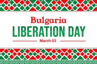 Bulgaristan 'ın geleneksel sınır tasarımı ve tipografisi ile Kurtuluş Günü duvar kağıdı.
