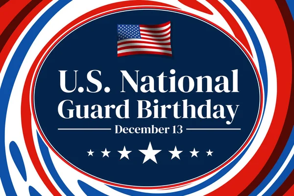 U.S. National Guard Birthday wallpaper with colorful patriotic design along waving flag and typography. December 13 is observed as National Guard Birthday in the United States.