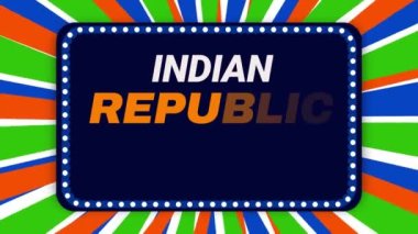 26 Ocak Hint Cumhuriyeti Günü olarak kutlanıyor. Renkli şekiller ve tipografi ile 4K animasyon.