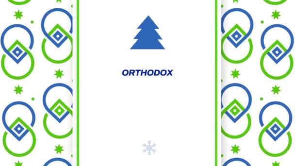 Jour Noël Orthodoxe Fond Coloré Conception Avec Des Formes Typographie — Video