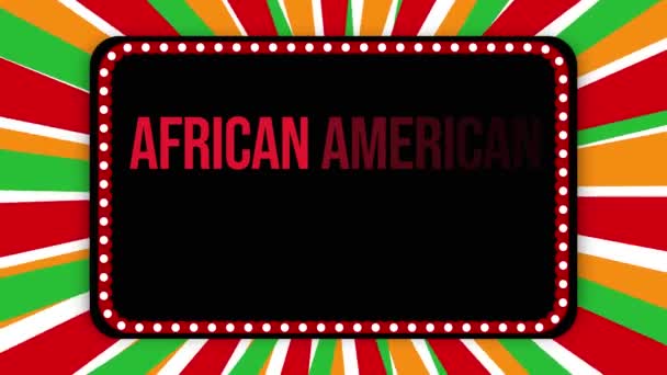 African American Heritage Month Diseño Fondo Colorido Con Animación Tipográfica — Vídeos de Stock