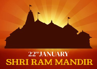 Shri Ram Mandir 'in 22 Ocak' ta Ayodhya 'da Hindu hac için açılışı, editoryal haber arkaplanı. Ünlü Ayodha Tapınağı açılış töreni geçmişi