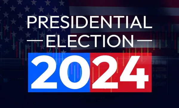 Gospodarka Stanów Zjednoczonych Wybory Prezydenckie 2024 Koncepcja Tle Flagą Amerykańską Obrazek Stockowy