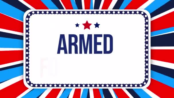 Usa Försvarsmaktens Dag Patriotisk Bakgrund Med Färgglada Former Och Typografi — Stockvideo