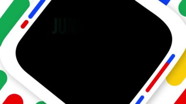 Haziran Özgürlük Günü Minimalist şekilli ve tipografili Renkli Duvar Kağıdı Animasyonu, 4K Animasyon