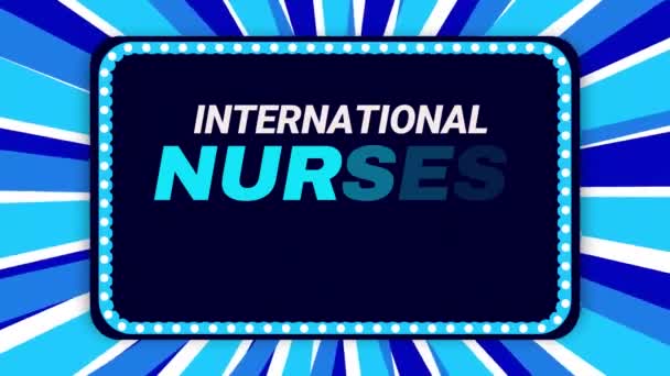 Mayo Celebra Como Día Internacional Las Enfermeras Colorido Azul Animación — Vídeo de stock