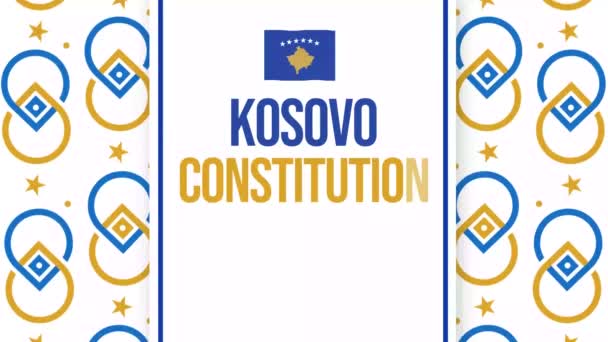 Kosovos Konstitutionsdag Med Viftande Flagga Och Färgstark Typografi Patriotisk Bakgrund — Stockvideo
