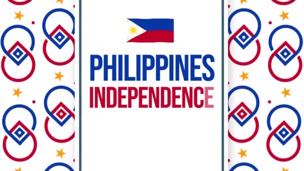 Filipinler Bağımsızlık Günü Vatansever Tasarım Sallanan Bayrak Arkaplanlı Animasyonu — Stok video