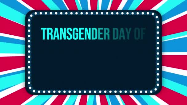 Dia Visibilidade Transgênero Observado Dia Março Todos Anos Animação Pano — Vídeo de Stock