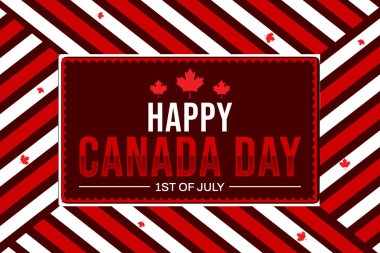 Kırmızı Vatansever Renkli Kanada Günü Duvar Kağıdı 'nız kutlu olsun. Yaprakları ve tipografisi var. 1 Temmuz Kanada günü olarak kutlanır.