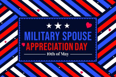Askeri Eş Takdir Günü. Renkli ve vatansever şekilleri olan ve kutusunda yazı olan. 10 Mayıs, Askeri Eş Takdir Günü olarak kutlanır.