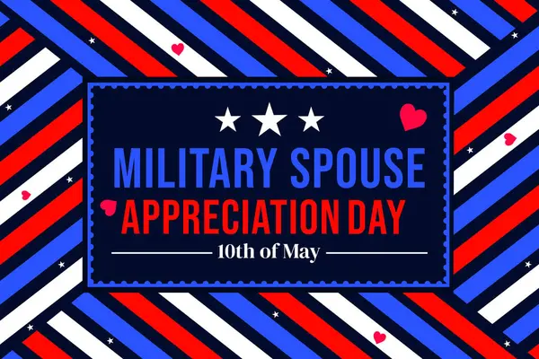 Askeri Eş Takdir Günü. Renkli ve vatansever şekilleri olan ve kutusunda yazı olan. 10 Mayıs, Askeri Eş Takdir Günü olarak kutlanır.