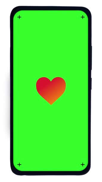 Bunte Gradienten Herz Knallen Auf Einem Green Screen Mobile Display — Stockvideo