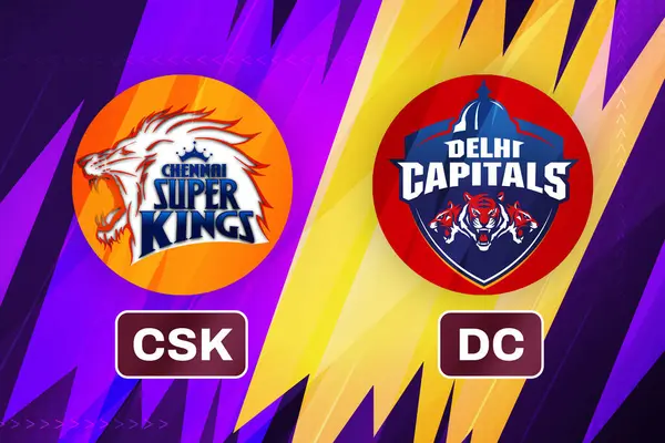 Chennai Super Kings Delhi Capitals Cricket Mecz Tło Koncepcja Oprawy Zdjęcie Stockowe