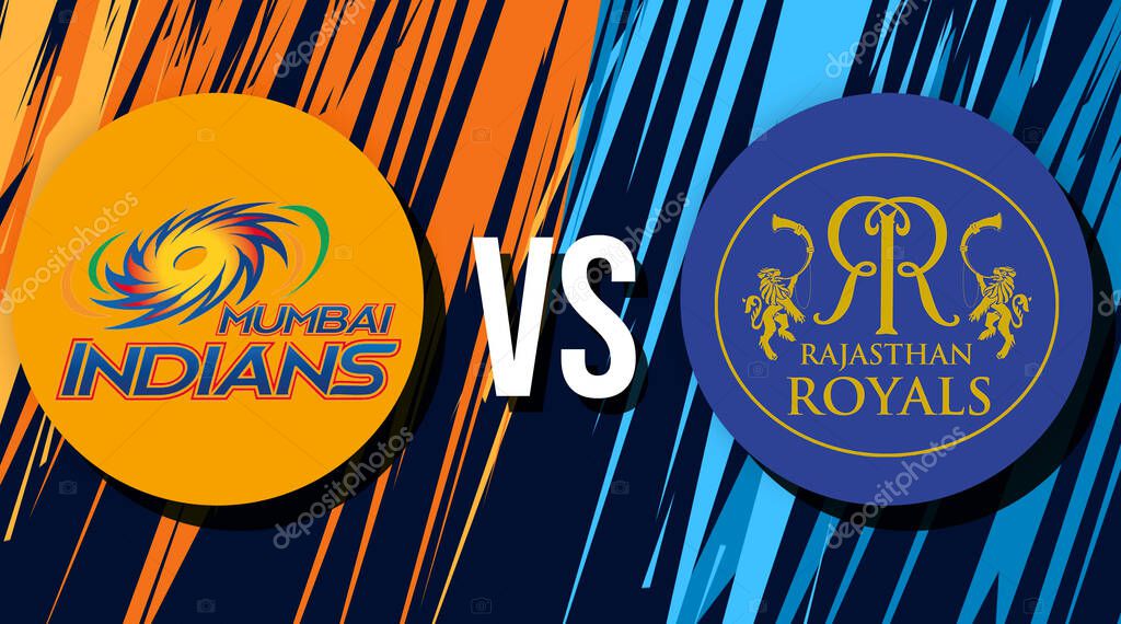 Mumbai Indians Vs Rajasthan Royals Cricket Match Fixture background, editorial sports backdrop