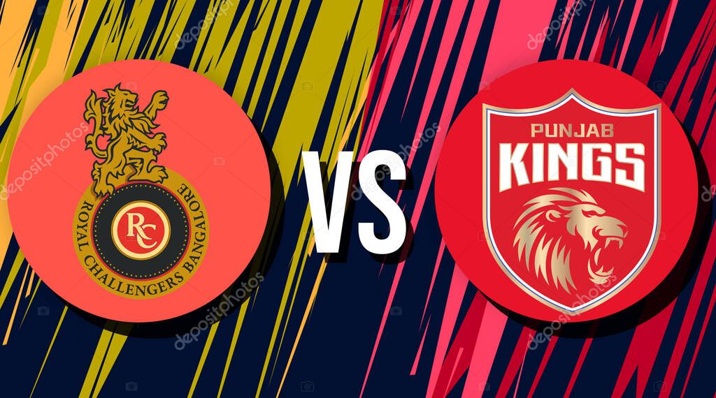 Royal Challengers Bangalore Vs Punjab Kings Cricket match fixture editorial, background design