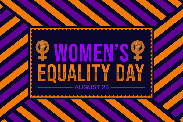 Женский день равноправия обои с красочными формами и кулаком на стороне. 26 августа отмечается как День равенства женщин, фон