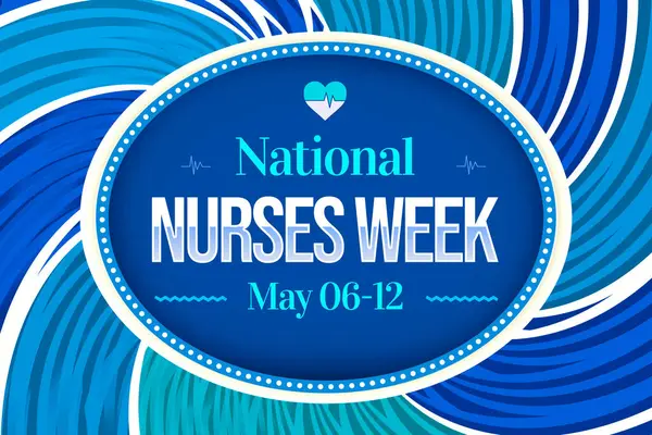 国立看護師週ブルーの壁紙は サークル内で書かれた医療タイポグラフィを背景にしています 5月06日12日は看護週間として観察されます ロイヤリティフリーのストック画像