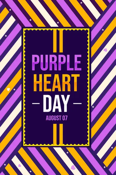 Purple Heart Day Background Wallpaper in Vertical shapes with colorful stripes and typography. Patriotic purple heart day backdrop