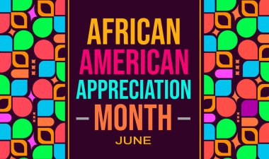 Şekiller ve tipografi ile Afrikalı Amerika Takdir Ayının Renkli Arkaplanı.