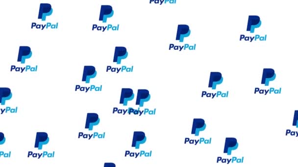Paypal Famosos Ícones Plataforma Pagamento Line Caindo Cima Animação Com — Vídeo de Stock