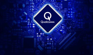Qualcomm Chip çipin üzerinde ana logo olan şirket konsepti yapıyor.