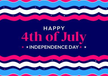 4 Temmuz Bağımsızlık Günü duvar kâğıdı. Renkli bir sınır tasarımı ve merkezinde selamlama mesajı var. ABD 'nin bağımsızlık kavramı
