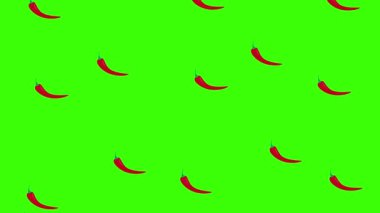 Beyaz arkaplan ve yeşil ekran sebzeli kırmızı biber animasyonu konsepti