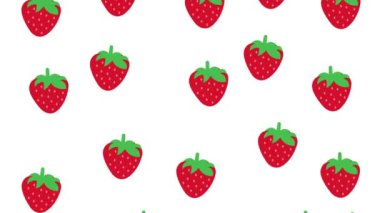 Beyaz arka planda Çilek Animasyonu, 4K. Modern çilek tasarımı keying için mavi ekrana düşüyor.