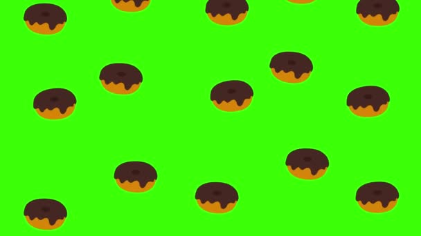 Moderne Chocolade Donut Animatie Met Groen Scherm Witte Achtergrond — Stockvideo