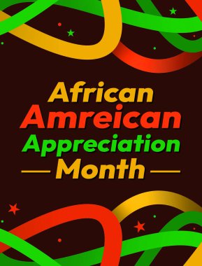Afrika-Amerika Takdir Ayı arka plan tasarımı Renkli şekillerde ve merkezinde tipografi ile