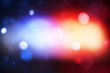 Polis ışığı Bokeh sitili, arka plan tasarımı gibi parlıyor. Modern mavi ve kırmızı polis ışıkları konsepti