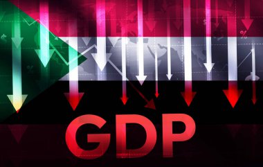 Sudan ekonomisi ve düşen oklarla GDP finans kavramı, arkaplan