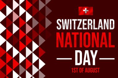 İsviçre Ulusal Günü 'nde el sallama bayrağı ve tipografi şekilleri arka planda