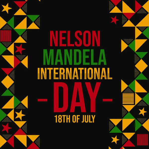 Stock image Nelson Mandela International Day Wallpaper in typography style with shapes on dark backdrop