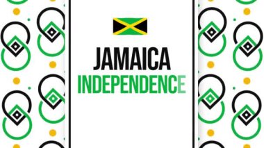 Jamaika Bağımsızlık Günü 4K Animasyon, bayrak ve tipografi ile vatansever duvar kağıdı. 6 Ağustos Jamaika 'da Bağımsızlık Günü olarak kutlanıyor.