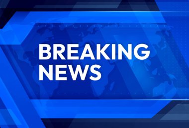 Flaş Haber yayın kavramı, tipografi ve şekillerle mavi renkli modern arkaplan