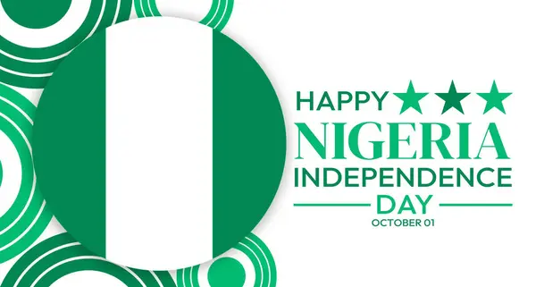 stock image Happy Nigeria Independence Day wallpaper with green shapes and typography