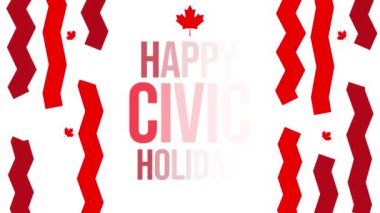 Mutlu Şehir Tatili kırmızı 4K Yaprak ve tipografi ile animasyon arkaplanı