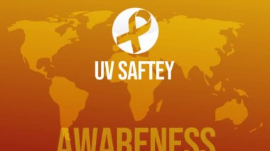 Temmuz, kurdele, harita ve tipografi ile UV Güvenlik Bilinci Ayı