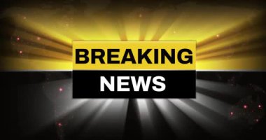  Modern Flaş Haber 4K Animasyon Arkaplanı 60 Fps. Siyah ve Sarı şekiller. Arkaplanda işaretler parlıyor.