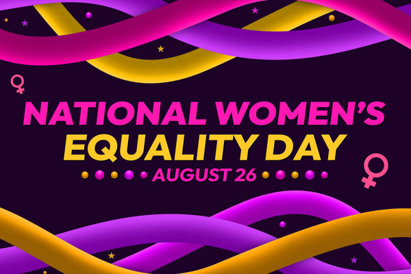 Национальный женский день равенства Обои с мягкими красочными формами и типографикой в центре дизайна.